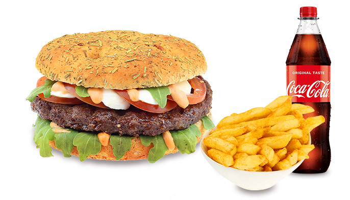Produktbild Mediterran Mozzarella Burger Menü